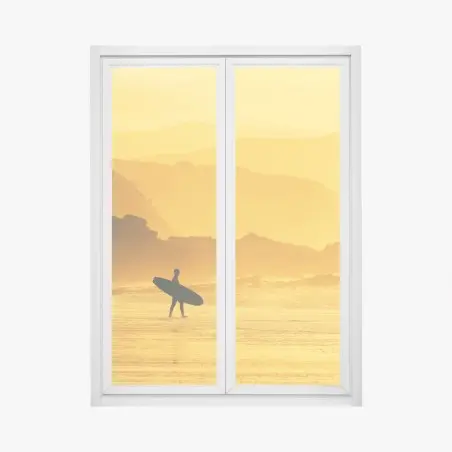 Pegatina para ventana atardecer dorado en la costa – Pixers®