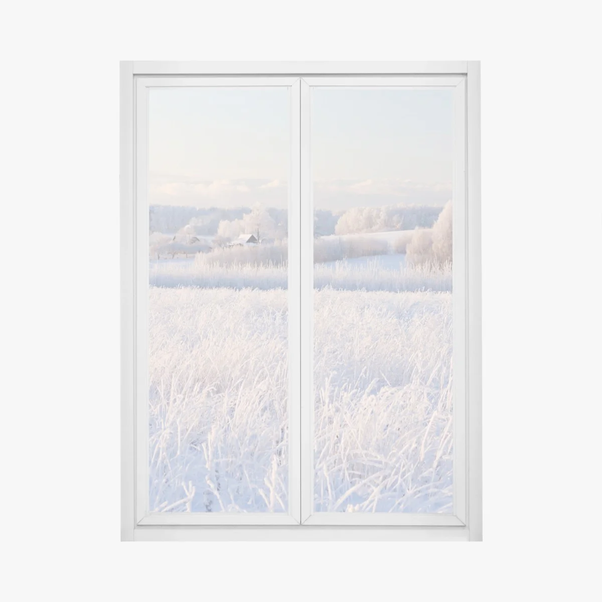 Pegatina para ventana paisaje invernal con escarcha y luz suave – Pixers® Pegatina para ventana paisaje invernal con escarcha y luz suave – Pixers®