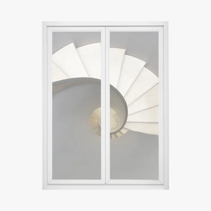 Pegatina para ventana escalera en espiral: elegancia geométrica para tus paredes