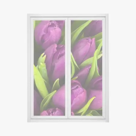 Pegatina para ventana ramo de tulipanes morados en primer plano – Pixers®