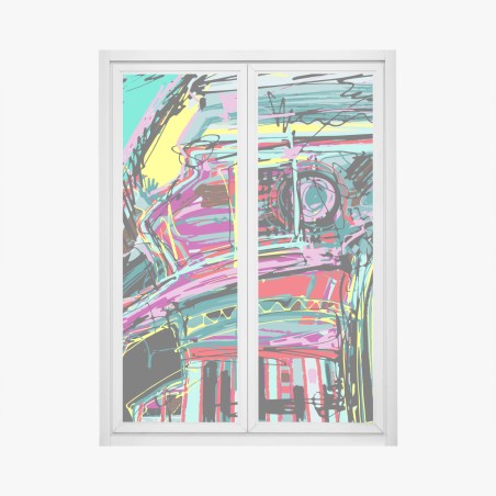Pegatina para ventana explosión retro: composición abstracta de automóvil – Pixers®