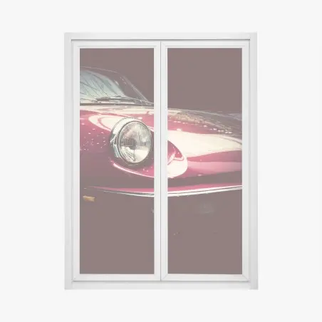 Pegatina para ventana coche clásico rojo en primer plano – Pixers®