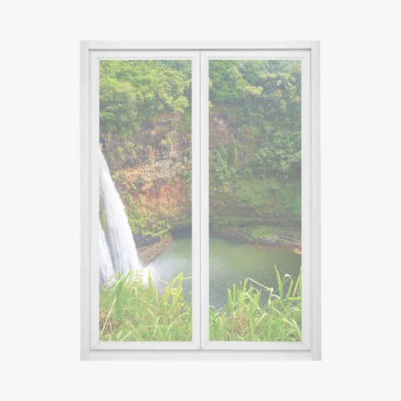 Pegatina para ventana cascada doble en valle tropical
