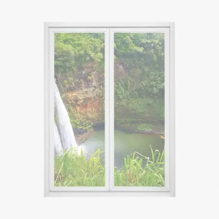 Pegatina para ventana cascada doble en valle tropical – Pixers®