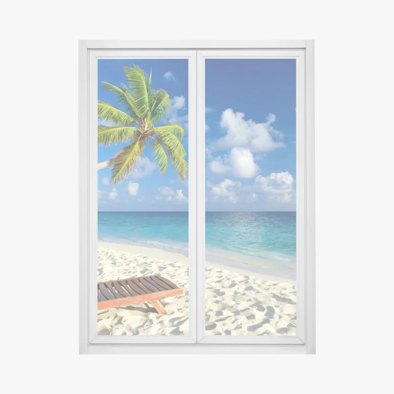 Pegatina para ventana paraíso tropical en Maldivas