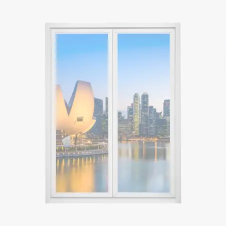 Pegatina para ventana crepúsculo sobre Marina Bay, Singapur – Pixers®