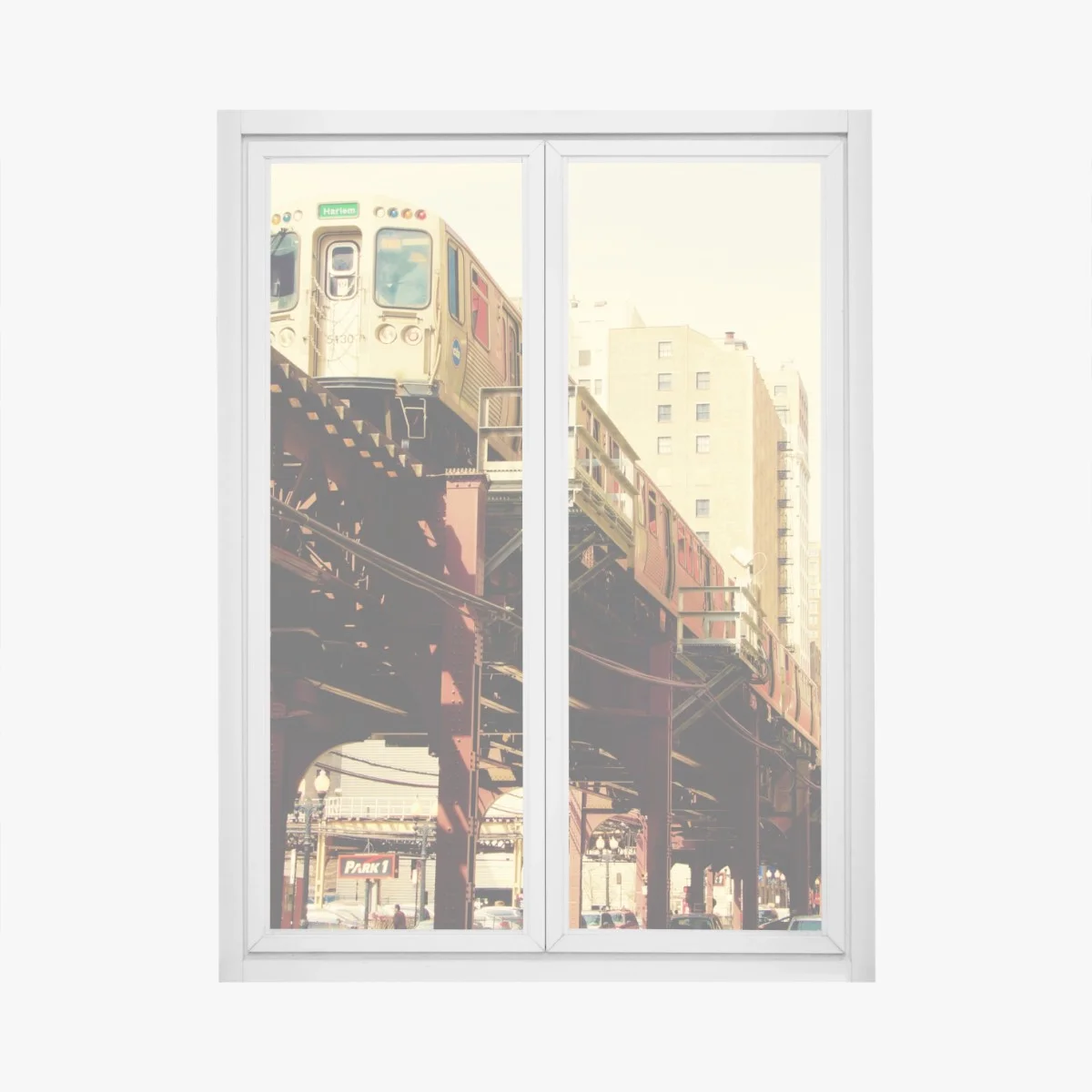 Pegatina para ventana vibrante escena urbana con tren elevado en Chicago – Pixers® Pegatina para ventana vibrante escena urbana con tren elevado en Chicago – Pixers®