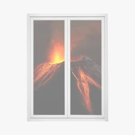 Pegatina para ventana erupción volcánica nocturna – Pixers®