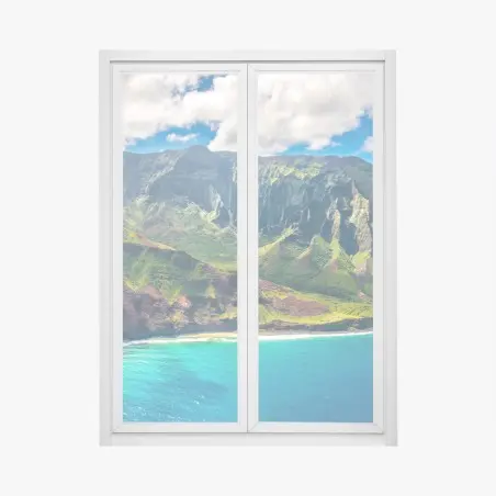 Pegatina para ventana paisaje costero de acantilados y agua turquesa – Pixers®