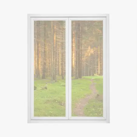Pegatina para ventana bosque iluminado al atardecer – Pixers®