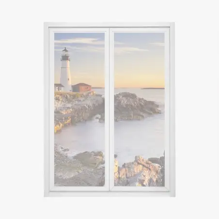 Pegatina para ventana amanecer en Portland Head, Cape Elizabeth, Maine – Pixers®