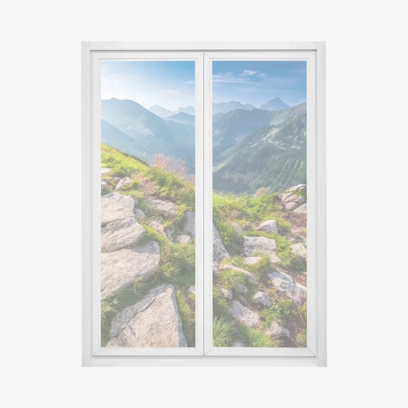 Pegatina para ventana amanecer en los Tatras: senda hacia la cima