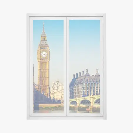 Pegatina para ventana amanecer en Londres: Big Ben y puente de Westminster – Pixers®
