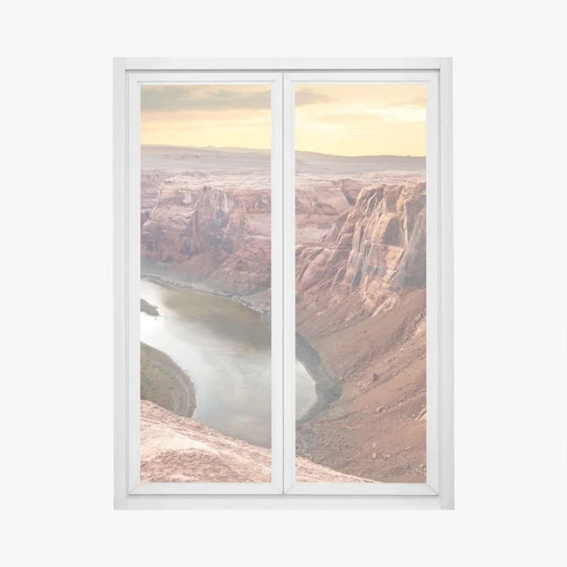 Pegatina para ventana panorama del cañón de Horseshoe Bend al atardecer