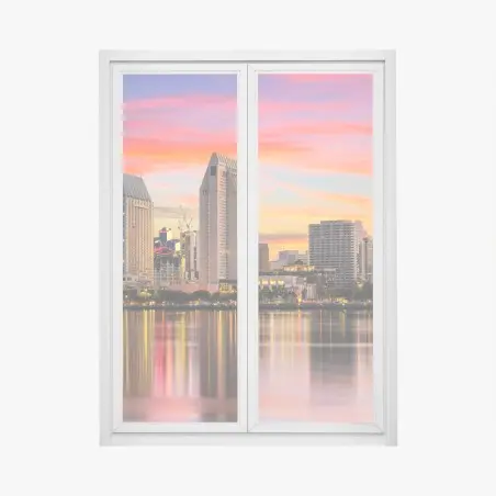 Pegatina para ventana atardecer vibrante sobre San Diego – Pixers®
