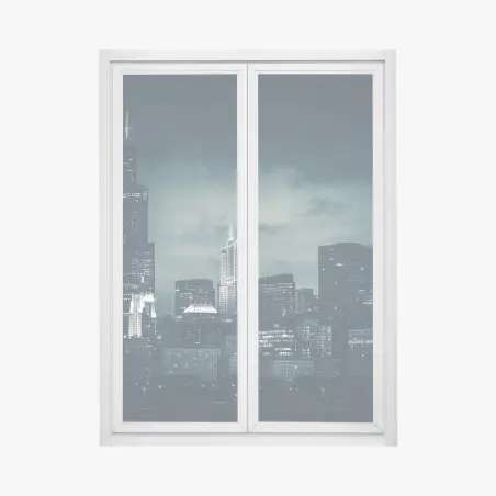 Pegatina para ventana panorámica nocturna de Chicago en azul oscuro – Pixers®