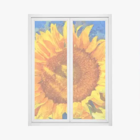 Pegatina para ventana girasoles vibrantes en estilo Van Gogh – Pixers®