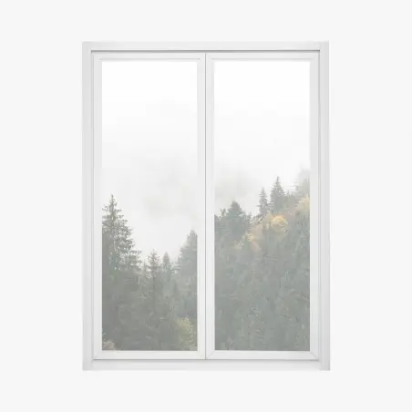 Pegatina para ventana montañas y abetos envueltos en niebla – Pixers®