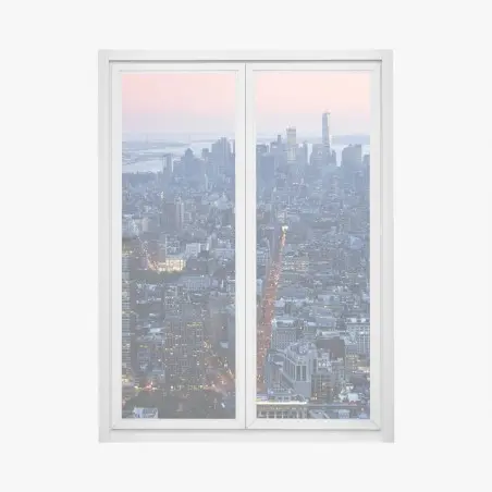 Pegatina para ventana puesta de sol sobre Manhattan, panorama aéreo urbano – Pixers®