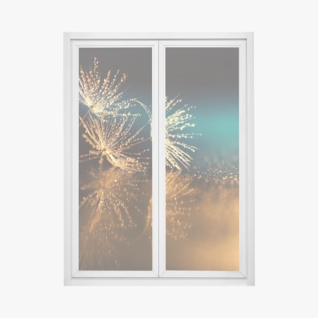 Pegatina para ventana reflejo dorado de semillas de diente de león – Pixers®