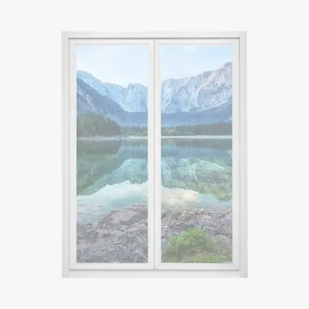 Pegatina para ventana amanecer sereno en el Lago Fusine, Alpes Julianos – Pixers®