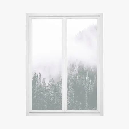 Pegatina para ventana bosque envuelto en niebla – Pixers®
