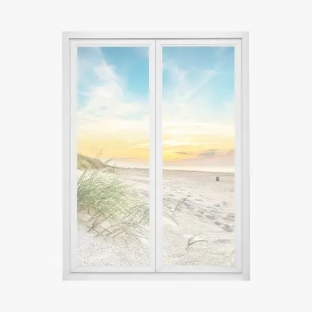 Pegatina para ventana atardecer sereno en la playa – Pixers®