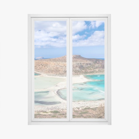 Pegatina para ventana laguna turquesa y acantilado rocoso – Pixers®