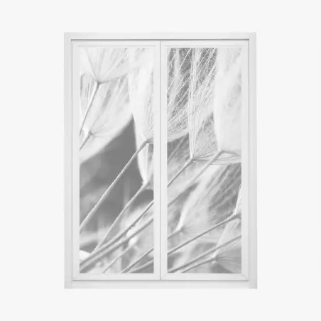 Pegatina para ventana detalle delicado de semillas de diente de león en blanco y negro – Pixers®