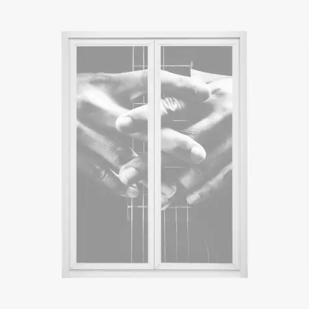 Pegatina para ventana manos entrelazadas sobre el mástil de la guitarra – Pixers®