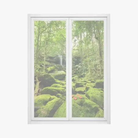 Pegatina para ventana refugio verde en la selva tropical – Pixers®