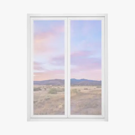 Pegatina para ventana atardecer púrpura sobre la llanura – Pixers®