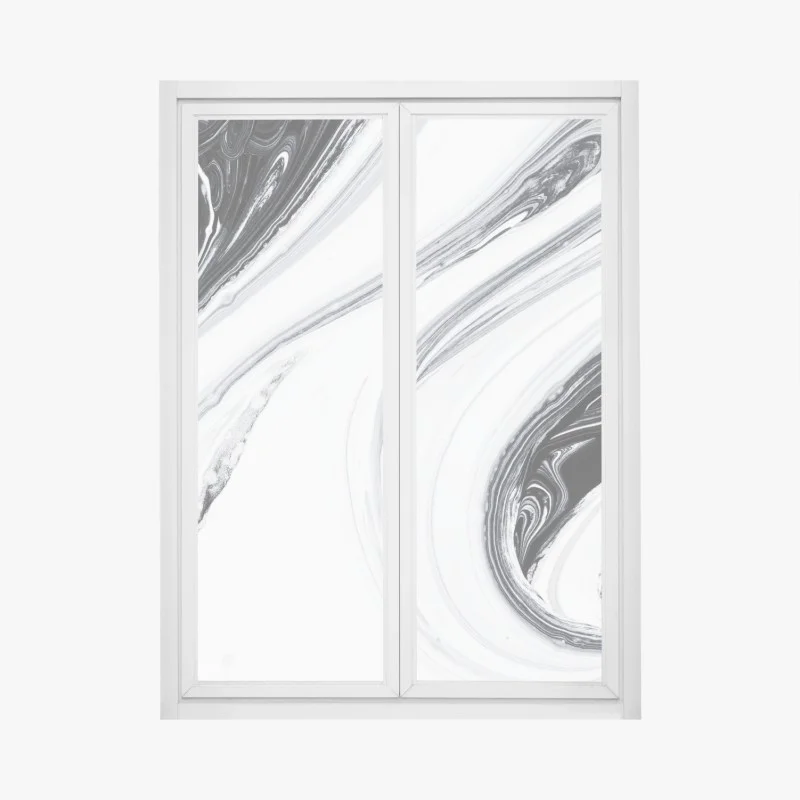 Pegatina para ventana flujo marmóreo en blanco y negro