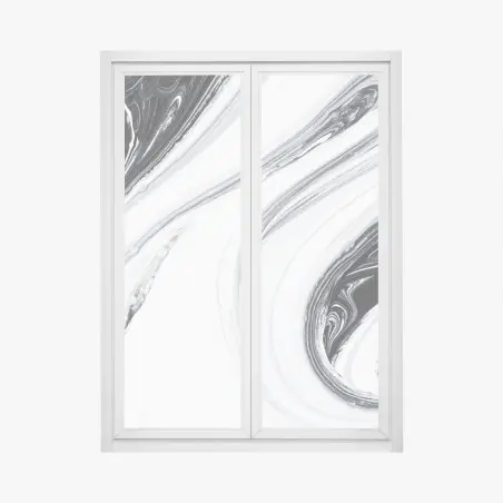 Pegatina para ventana flujo marmóreo en blanco y negro – Pixers®