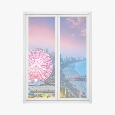 Pegatina para ventana puesta de sol en Myrtle Beach con noria iluminada – Pixers®