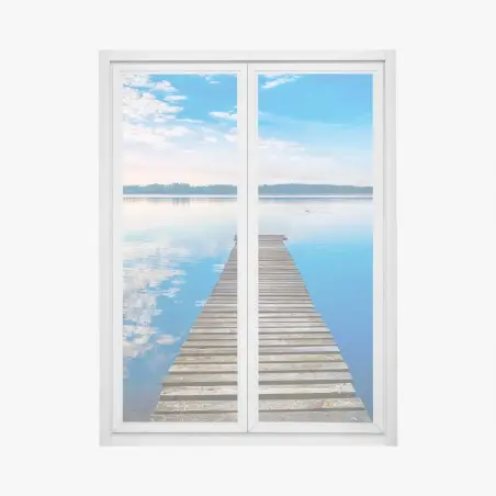Pegatina para ventana muelle hacia la calma en el lago Selment Wielki – Pixers®