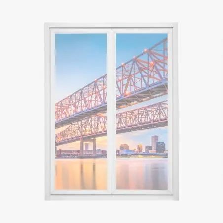 Pegatina para ventana puente Crescent City Connection y horizonte de New Orleans al atardecer – Pixers®