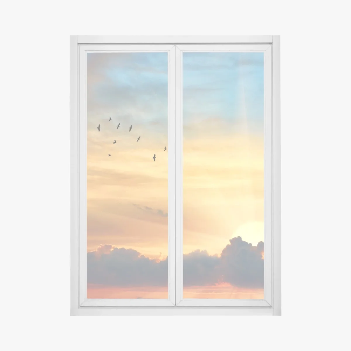 Pegatina para ventana amanecer dorado con aves en vuelo – Pixers® Pegatina para ventana amanecer dorado con aves en vuelo – Pixers®
