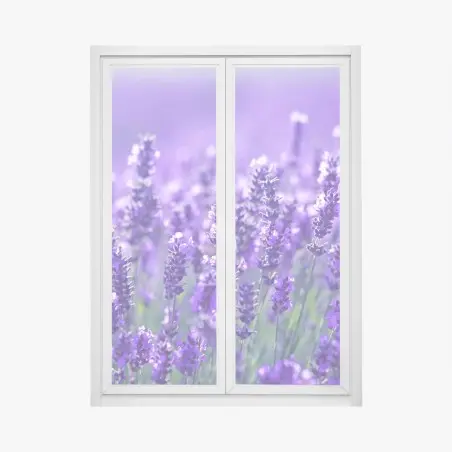 Pegatina para ventana campo de lavanda en primer plano – Pixers®