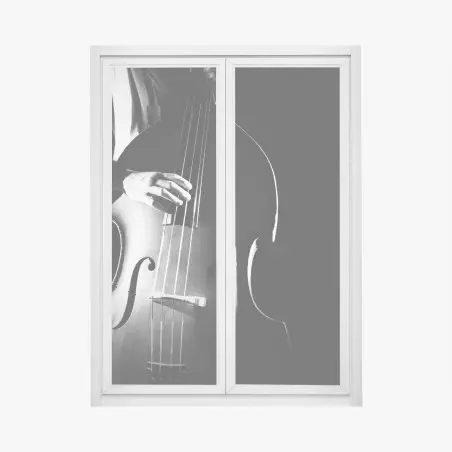 Pegatina para ventana elegancia del contrabajo en blanco y negro – Pixers®