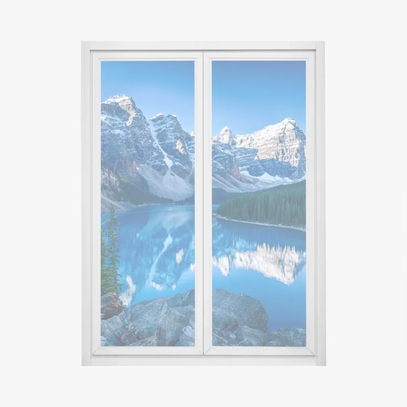 Pegatina para ventana paisaje sereno del lago Moraine al amanecer