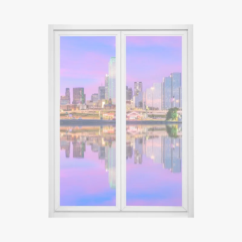 Pegatina para ventana atardecer púrpura sobre Dallas