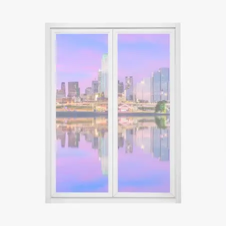 Pegatina para ventana atardecer púrpura sobre Dallas – Pixers®