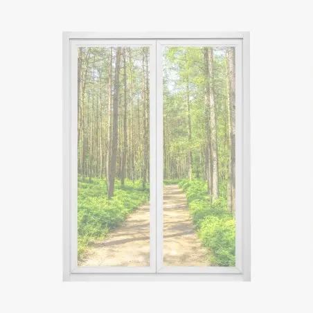 Pegatina para ventana sendero sereno entre pinos – Pixers®