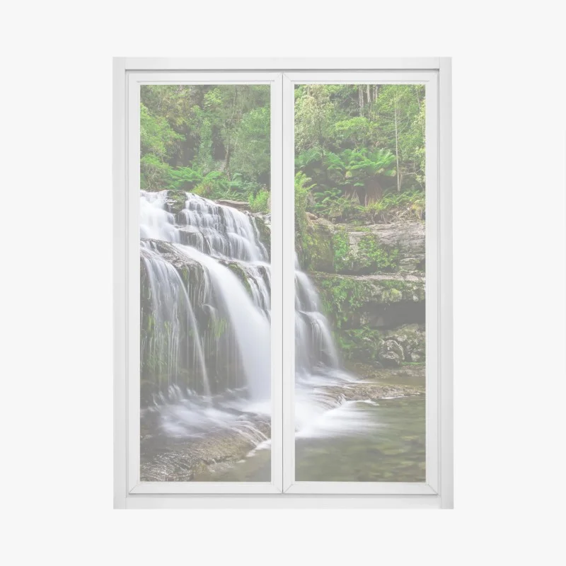 Pegatina para ventana cascada en Liffey: oasis verde y sereno