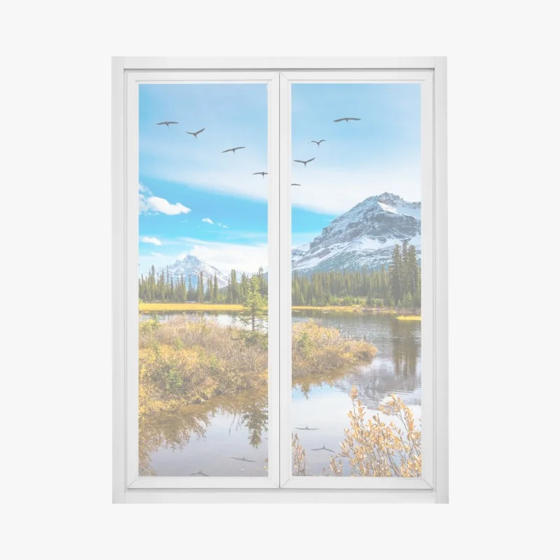 Pegatina para ventana reflejos otoñales en las Montañas Rocosas