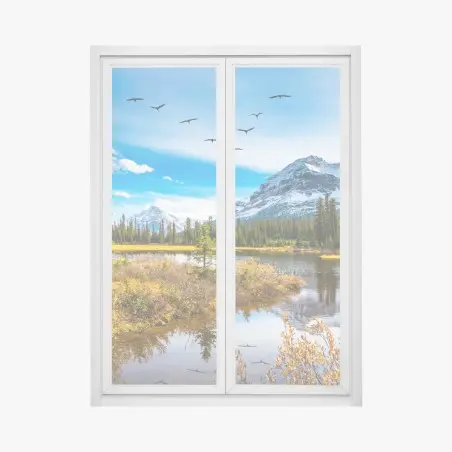 Pegatina para ventana reflejos otoñales en las Montañas Rocosas – Pixers®
