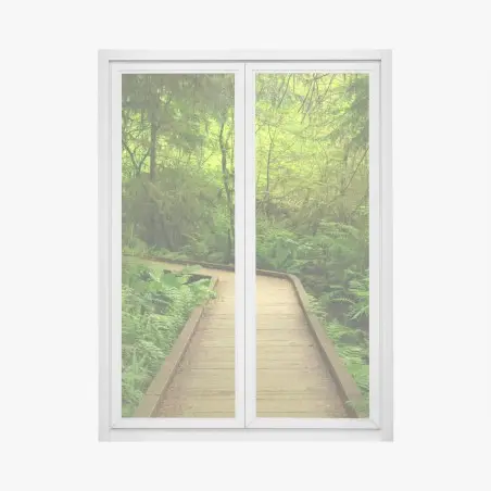 Pegatina para ventana sendero verde en bosque encantado – Pixers®