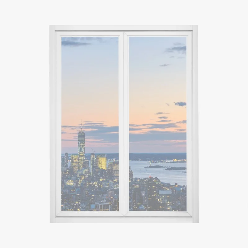 Pegatina para ventana puesta de sol en Nueva York con Empire State Building iluminado