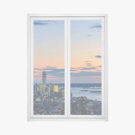 Pegatina para ventana puesta de sol en Nueva York con Empire State Building iluminado – Pixers®